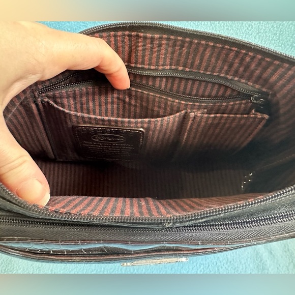 Brighton Leather Handbag with Front Zip Organizer Black/Brown Vintage Bag - Picture 6 of 12